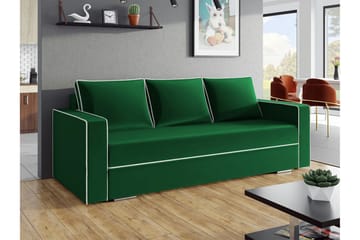 Clarina 3-sits Längsbäddad Bäddsoffa 143x200 cm med Förvaring i Sammet - Grön - Möbler - Soffa - Bäddsoffa - 3 sits bäddsoffa