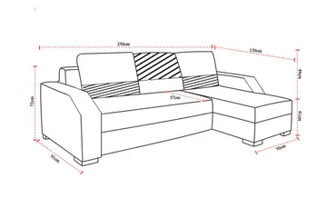 Concetta 3-sits Höger Bäddsoffa 195x125 cm med Förvaring i Tyg - Ljusgrå Melerad - Möbler - Soffa - Bäddsoffa - 3 sits bäddsoffa