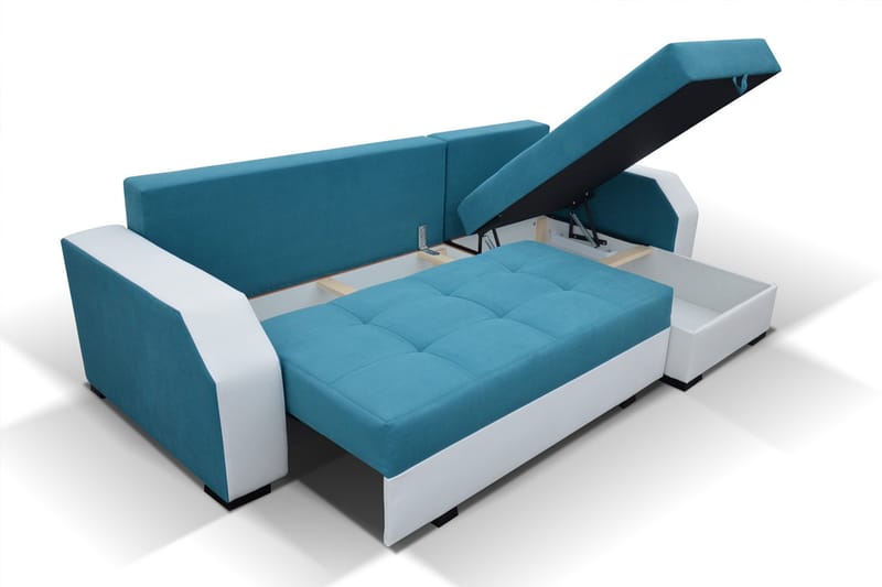 Concetta 3-sits Höger Bäddsoffa 195x125 cm med Förvaring i Tyg - Ljusgrå Melerad - Möbler - Soffa - Bäddsoffa - 3 sits bäddsoffa