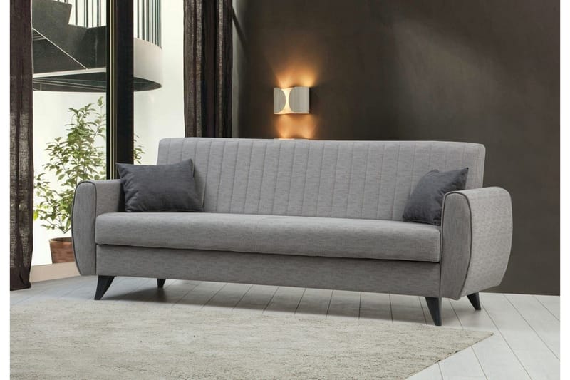 Dalima 3-sits Längsbäddad Bäddsoffa 55x183 cm med Förvaring i Tyg - Grå - Möbler - Soffa - Bäddsoffa - 3 sits bäddsoffa