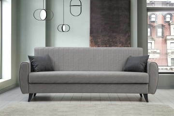 Dalima 3-sits Längsbäddad Bäddsoffa 55x183 cm med Förvaring i Tyg - Grå - Möbler - Soffa - Bäddsoffa - 3 sits bäddsoffa