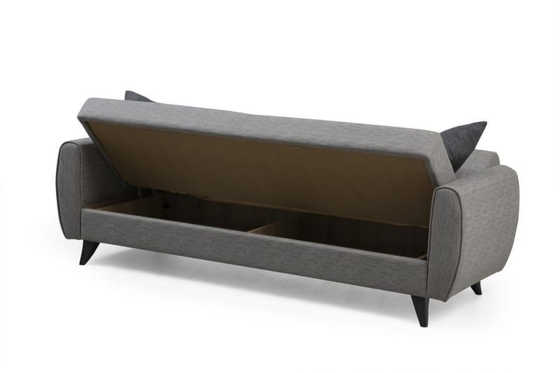 Dalima 3-sits Längsbäddad Bäddsoffa 55x183 cm med Förvaring i Tyg - Grå - Möbler - Soffa - Bäddsoffa - 3 sits bäddsoffa