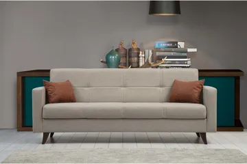 Darcia 3-sits Längsbäddad Bäddsoffa 75x183 cm med Förvaring i Tyg - Beige - Möbler - Soffa - Bäddsoffa - 3 sits bäddsoffa