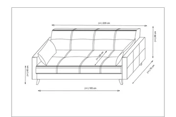 Darcia 3-sits Längsbäddad Bäddsoffa 75x183 cm med Förvaring i Tyg - Beige - Möbler - Soffa - Bäddsoffa - 3 sits bäddsoffa