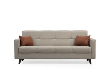Darcia 3-sits Längsbäddad Bäddsoffa 75x183 cm med Förvaring i Tyg - Beige - Möbler - Soffa - Bäddsoffa - 3 sits bäddsoffa