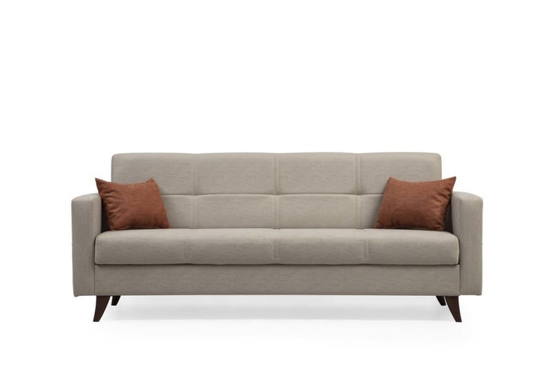 Darcia 3-sits L ängsbäddad Bäddsoffa 75x183 cm med Förvaring i Tyg, Beige