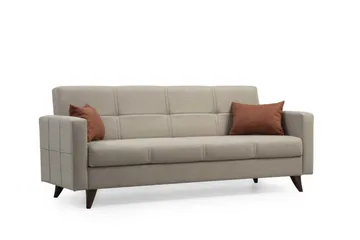 Darcia 3-sits Längsbäddad Bäddsoffa 75x183 cm med Förvaring i Tyg - Beige - Möbler - Soffa - Bäddsoffa - 3 sits bäddsoffa