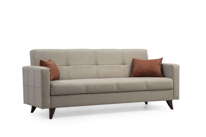 Darcia 3-sits Längsbäddad Bäddsoffa 75x183 cm med Förvaring i Tyg - Beige - Möbler - Soffa - Bäddsoffa - 3 sits bäddsoffa