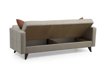 Darcia 3-sits Längsbäddad Bäddsoffa 75x183 cm med Förvaring i Tyg - Beige - Möbler - Soffa - Bäddsoffa - 3 sits bäddsoffa