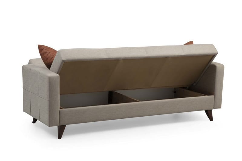 Darcia 3-sits Längsbäddad Bäddsoffa 75x183 cm med Förvaring i Tyg - Beige - Möbler - Soffa - Bäddsoffa - 3 sits bäddsoffa