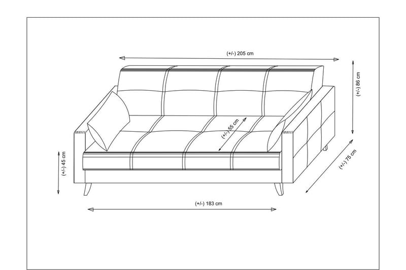 Darcia Bäddsoffa 3-sits - Beige - Möbler - Soffa - Bäddsoffa - 3 sits bäddsoffa