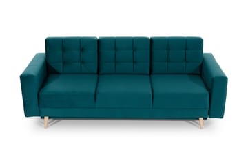 Deadra 3-sits Längsbäddad Bäddsoffa 133x196 cm i Tyg - Petrol - Möbler - Soffa - Bäddsoffa - 3 sits bäddsoffa