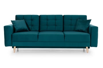 Deadra 3-sits Längsbäddad Bäddsoffa 133x196 cm i Tyg - Petrol - Möbler - Soffa - Bäddsoffa - 3 sits bäddsoffa