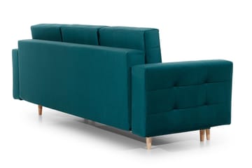 Deadra 3-sits Längsbäddad Bäddsoffa 133x196 cm i Tyg - Petrol - Möbler - Soffa - Bäddsoffa - 3 sits bäddsoffa