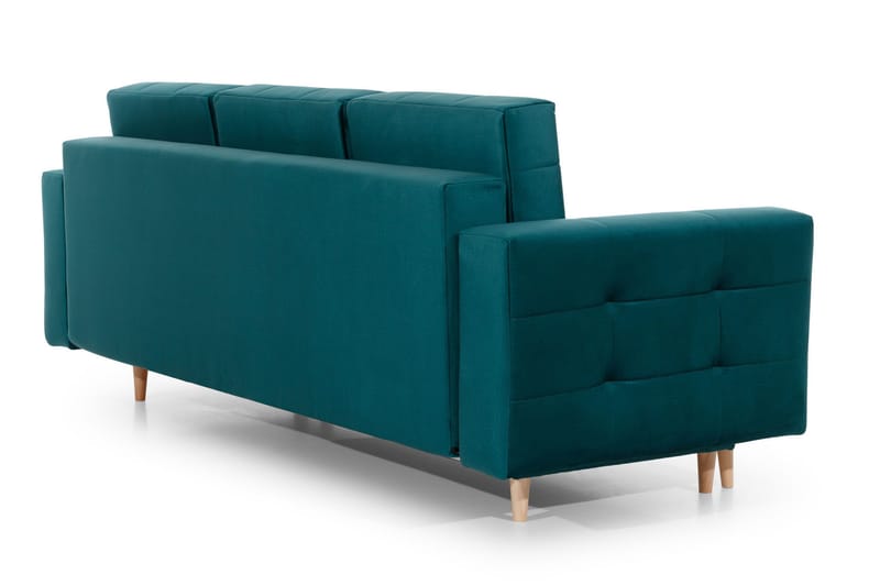 Deadra 3-sits Längsbäddad Bäddsoffa 133x196 cm i Tyg - Petrol - Möbler - Soffa - Bäddsoffa - 3 sits bäddsoffa