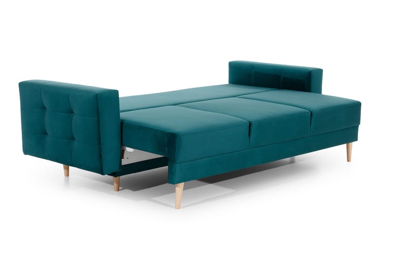 Deadra 3-sits Längsbäddad Bäddsoffa 133x196 cm i Tyg - Petrol - Möbler - Soffa - Bäddsoffa - 3 sits bäddsoffa