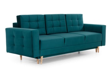 Deadra 3-sits Längsbäddad Bäddsoffa 133x196 cm i Tyg - Petrol - Möbler - Soffa - Bäddsoffa - 3 sits bäddsoffa