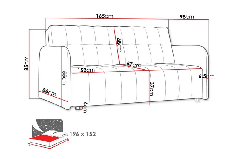 Denegal 3-sits Bäddsoffa NO_BRAND Brown - Möbler - Soffa - Bäddsoffa - 3 sits bäddsoffa