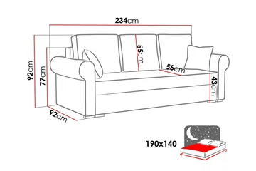 Denegal 3-sits Bäddsoffa NO_BRAND Green - Möbler - Soffa - Bäddsoffa - 3 sits bäddsoffa