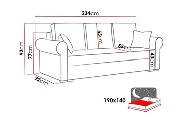 Denegal 3-sits Bäddsoffa NO_BRAND Light grey/Dark grey - Möbler - Soffa - Bäddsoffa - 3 sits bäddsoffa