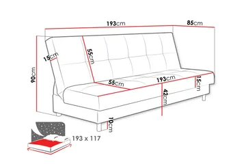 Denegal 3-sits Bäddsoffa NO_BRAND Light grey/Dark grey - Möbler - Soffa - Bäddsoffa - 3 sits bäddsoffa