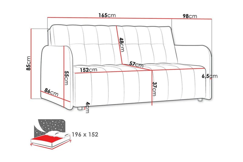 Denegal 3-sits Bäddsoffa - Möbler - Soffa - Bäddsoffa - 3 sits bäddsoffa