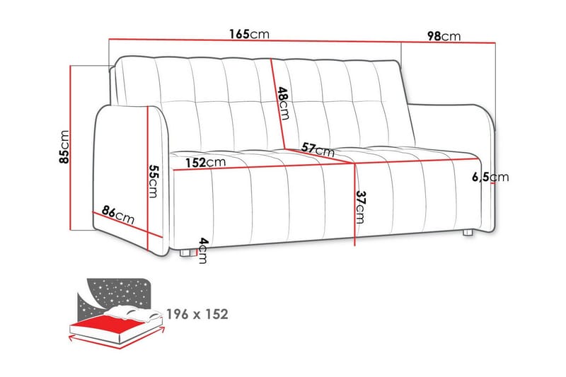 Denegal 3-sits Bäddsoffa - Möbler - Soffa - Bäddsoffa - 3 sits bäddsoffa