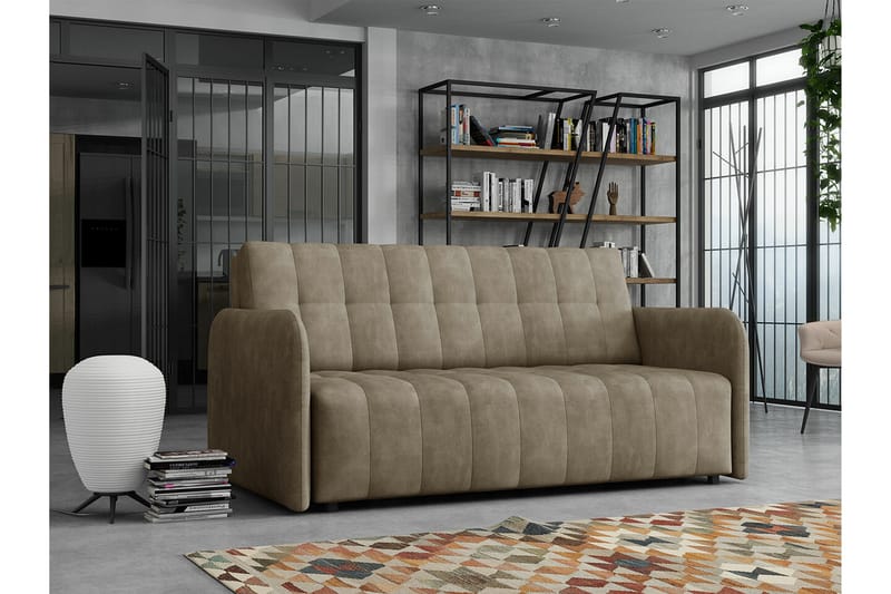 Denegal liten 3-sits Bäddsoffa Framåtbäddad i Mocka - Brun - Möbler - Soffa - Bäddsoffa - 3 sits bäddsoffa