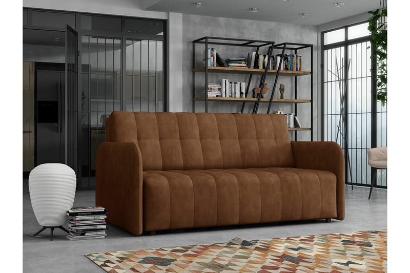 Denegal liten 3-sits Bäddsoffa Framåtbäddad i Mocka - Mörkbrun - Möbler - Soffa - Bäddsoffa - 3 sits bäddsoffa