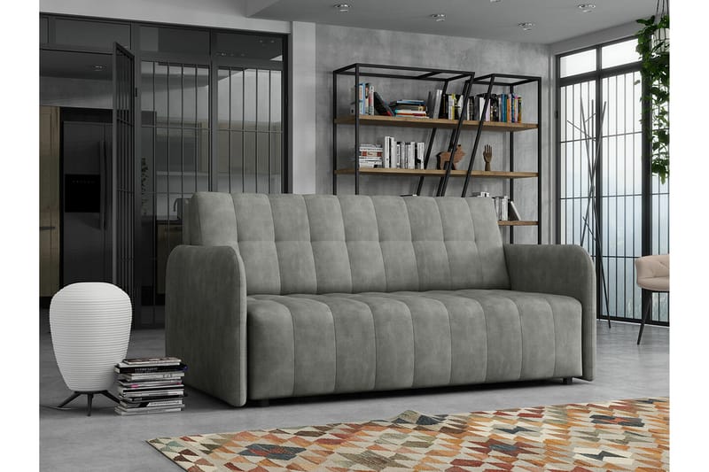 Denegal liten 3-sits Bäddsoffa Framåtbäddad i Mocka - Mörkgrå - Möbler - Soffa - Bäddsoffa - 3 sits bäddsoffa