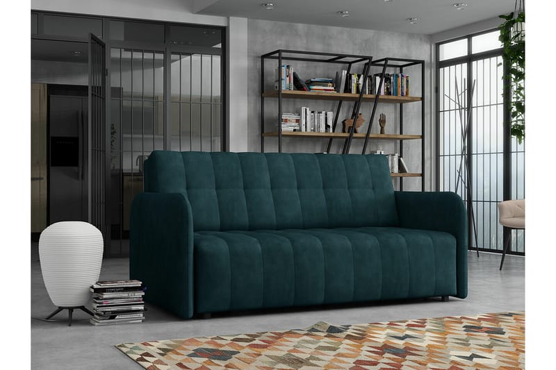 Denegal liten 3-sits Bäddsoffa Framåtbäddad i Mocka - Mörkgrön - Möbler - Soffa - Bäddsoffa - 3 sits bäddsoffa