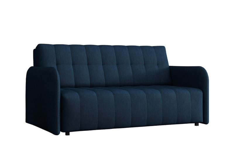 Denegal liten 3-sits Bäddsoffa Framåtbäddad i Plysch, Mörkblå