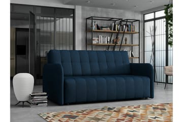 Denegal liten 3-sits Bäddsoffa Framåtbäddad i Plysch - Mörkblå - Möbler - Soffa - Bäddsoffa - 3 sits bäddsoffa