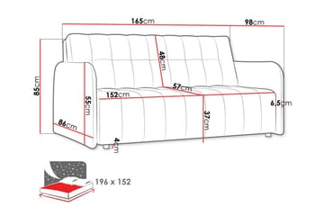 Denegal liten 3-sits Bäddsoffa Framåtbäddad i Plysch - Mörkblå - Möbler - Soffa - Bäddsoffa - 3 sits bäddsoffa