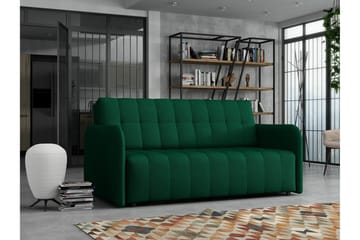Denegal liten 3-sits Bäddsoffa Framåtbäddad i Plysch - Mörkgrön - Möbler - Soffa - Bäddsoffa - 3 sits bäddsoffa
