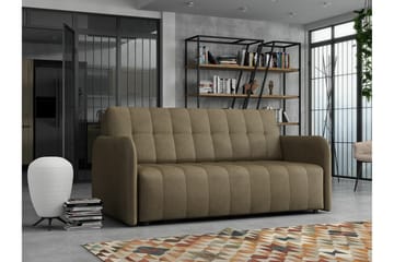 Denegal liten 3-sits Bäddsoffa Framåtbäddad i Plysch - Brun - Möbler - Soffa - Bäddsoffa - 3 sits bäddsoffa