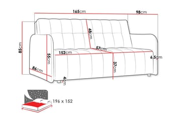 Denegal liten 3-sits Bäddsoffa Framåtbäddad i Plysch - Brun - Möbler - Soffa - Bäddsoffa - 3 sits bäddsoffa