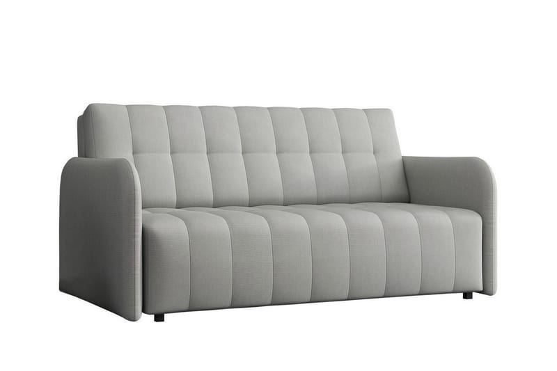 Denegal liten 3-sits Bäddsoffa Framåtbäddad i Plysch, Ljusgrå