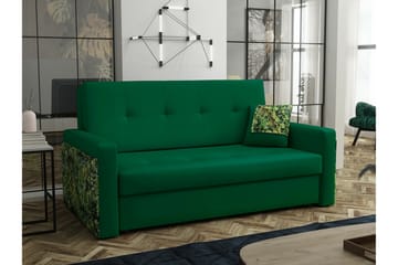 Denegal liten 3-sits Bäddsoffa Framåtbäddad i Plysch - Mörkgrön - Möbler - Soffa - Bäddsoffa - 3 sits bäddsoffa