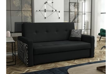 Denegal liten 3-sits Bäddsoffa Framåtbäddad i Plysch - Svart - Möbler - Soffa - Bäddsoffa - 3 sits bäddsoffa