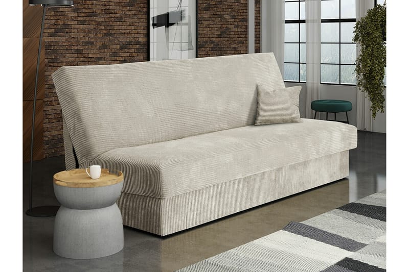 Denegal liten 3-sits Bäddsoffa Längsbäddad i Manchester - Beige/Ljusbeige - Möbler - Soffa - Bäddsoffa - 3 sits bäddsoffa