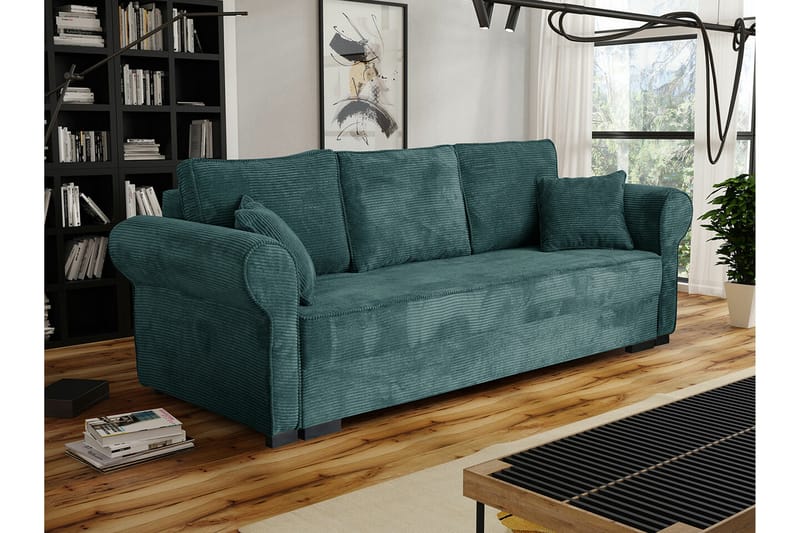 Denegal liten 3-sits Bäddsoffa Längsbäddad i Manchester - Grön - Möbler - Soffa - Bäddsoffa - 3 sits bäddsoffa