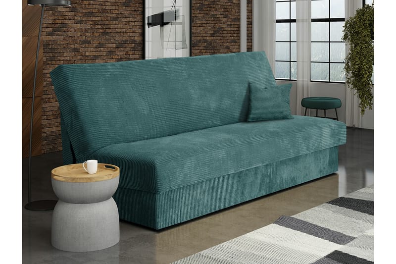 Denegal liten 3-sits Bäddsoffa Längsbäddad i Manchester - Mörk Turkos - Möbler - Soffa - Bäddsoffa - 3 sits bäddsoffa