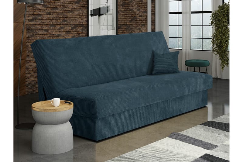 Denegal liten 3-sits Bäddsoffa Längsbäddad i Manchester - Mörkblå/Marin - Möbler - Soffa - Bäddsoffa - 3 sits bäddsoffa