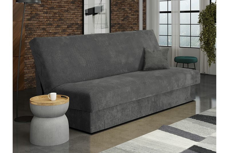 Denegal liten 3-sits Bäddsoffa Längsbäddad i Manchester - Mörkgrå - Möbler - Soffa - Bäddsoffa - 3 sits bäddsoffa