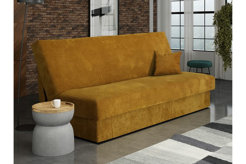 Denegal liten 3-sits Bäddsoffa Längsbäddad i Manchester - Mörkgul - Möbler - Soffa - Bäddsoffa - 3 sits bäddsoffa