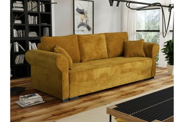 Denegal liten 3-sits Bäddsoffa Längsbäddad i Manchester - Senapsgul - Möbler - Soffa - Bäddsoffa - 3 sits bäddsoffa