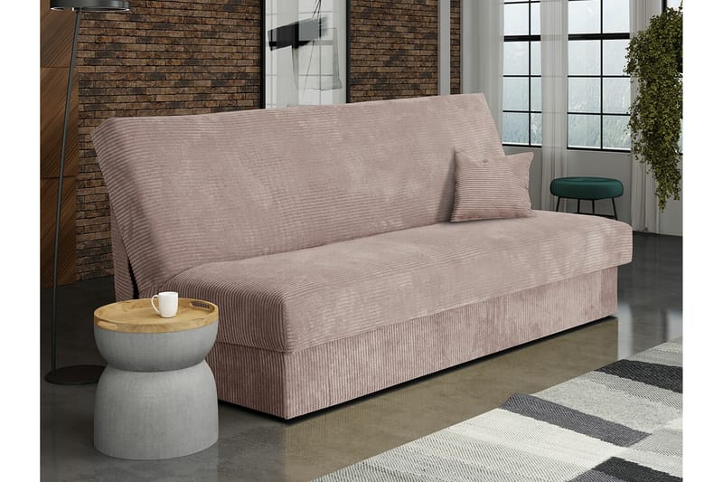 Denegal liten 3-sits Bäddsoffa Längsbäddad i Tyg - Beige - Möbler - Soffa - Bäddsoffa - 3 sits bäddsoffa