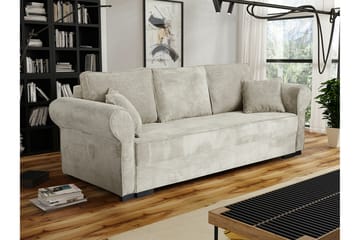 Denegal liten 3-sits Bäddsoffa Längsbäddad i Tyg - Beige - Möbler - Soffa - Bäddsoffa - 3 sits bäddsoffa
