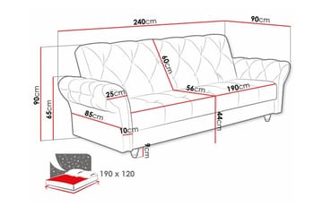 Denegal liten 3-sits Bäddsoffa Längsbäddad i Plysch - Ljusgrå - Möbler - Soffa - Bäddsoffa - 3 sits bäddsoffa